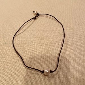 leather and pearl necklace
